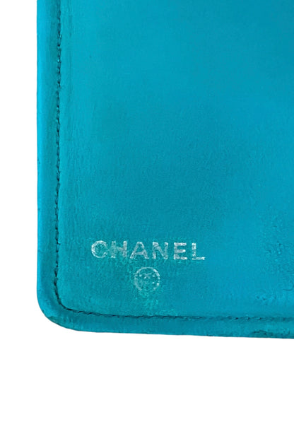 Chanel Black/Blue Quilted Lambskin Leather Long Wallet