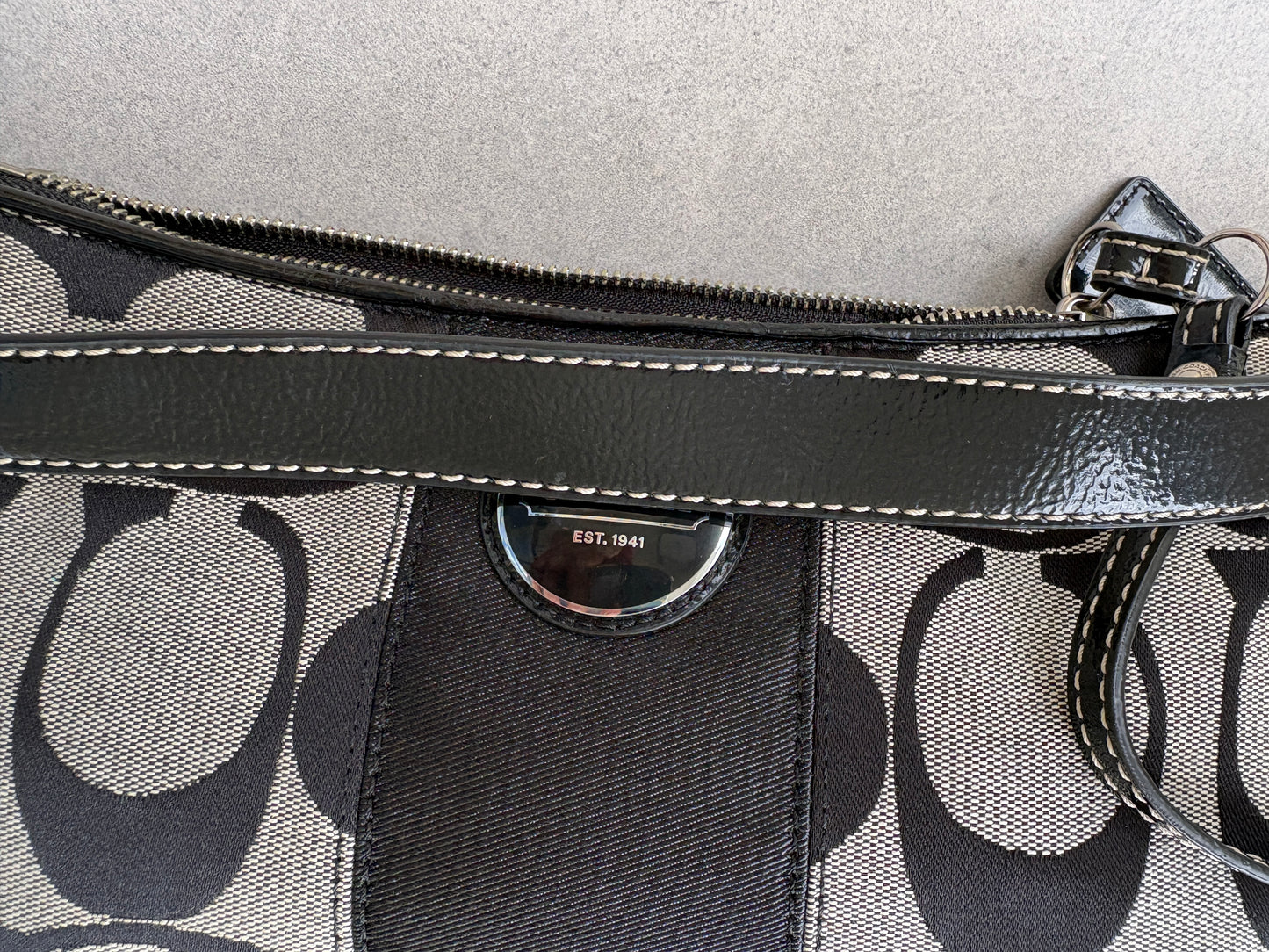 Coach Poppy Monogram Black Shoulder Bag