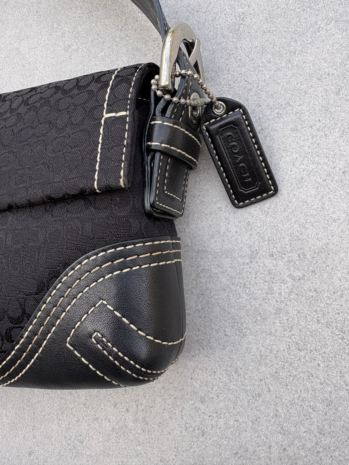 Coach Soho Black Signature Monogram Shoulder Bag