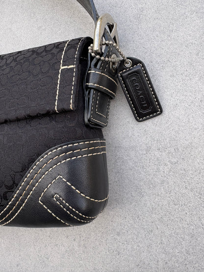 Coach Soho Black Signature Monogram Shoulder Bag