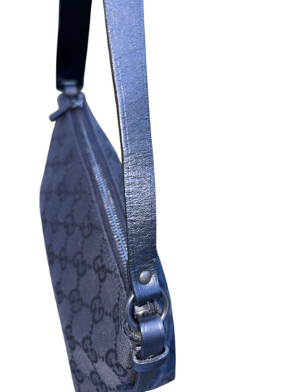 Gucci Black GG Canvas and Leather Pochette