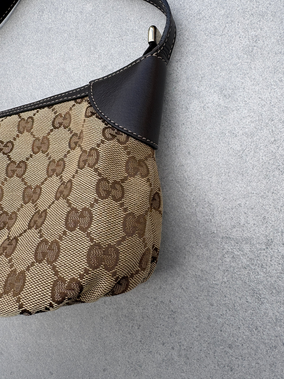 Gucci GG Canvas Pochette with Black Trim