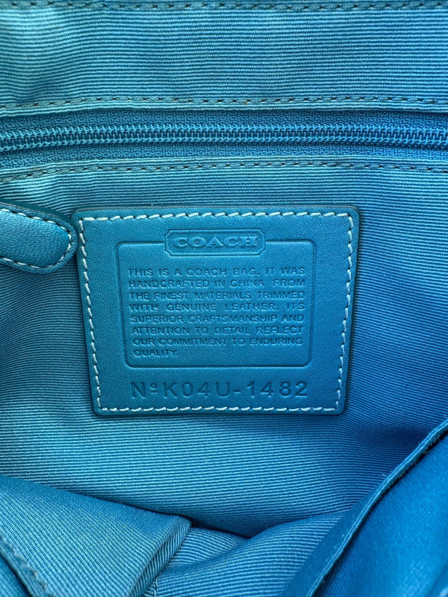 Coach Blue Suede Monogram Shoulder Bag