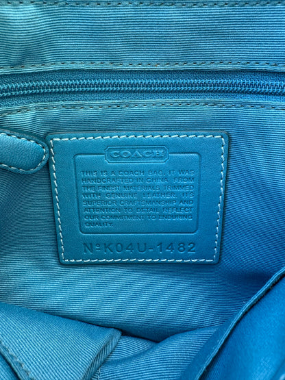 Coach Blue Suede Monogram Shoulder Bag