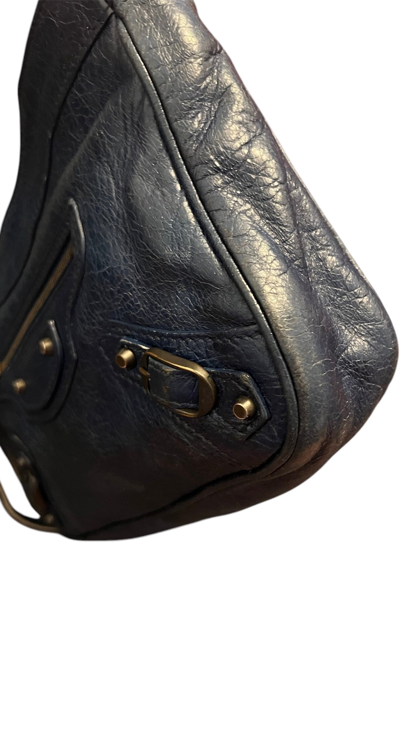 2000s Balenciaga Navy Leather City Hip Crossbody Bag