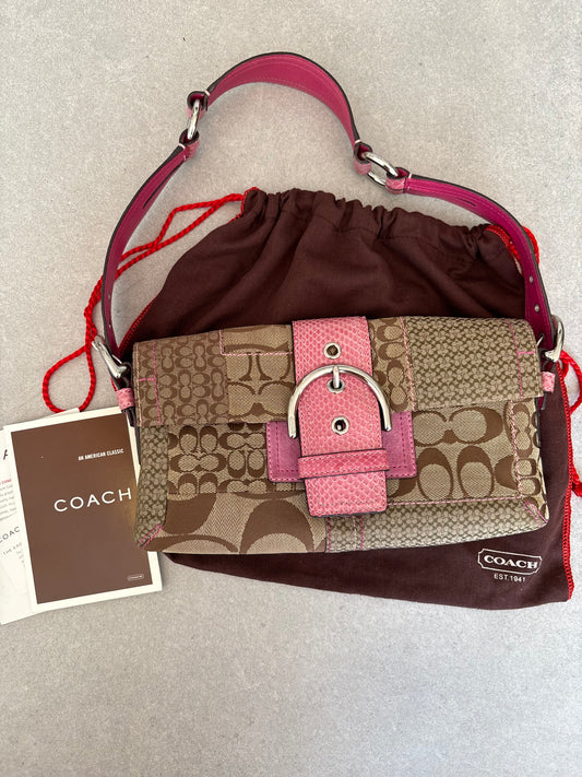 Coach Exotics Soho Patchwork with Pink Snakeskin Shoulder Bag