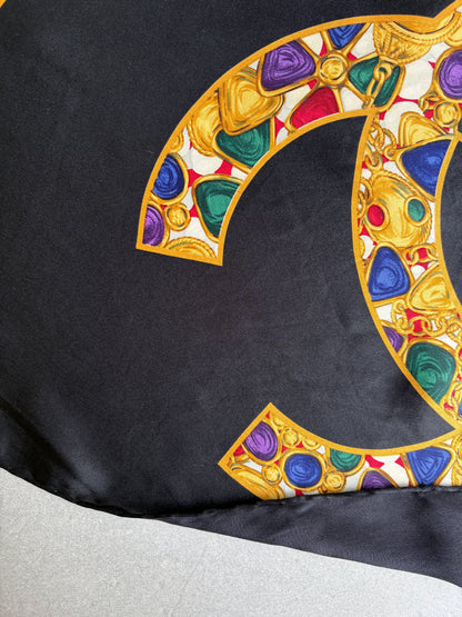 Chanel Silk Scarf with CC Logo