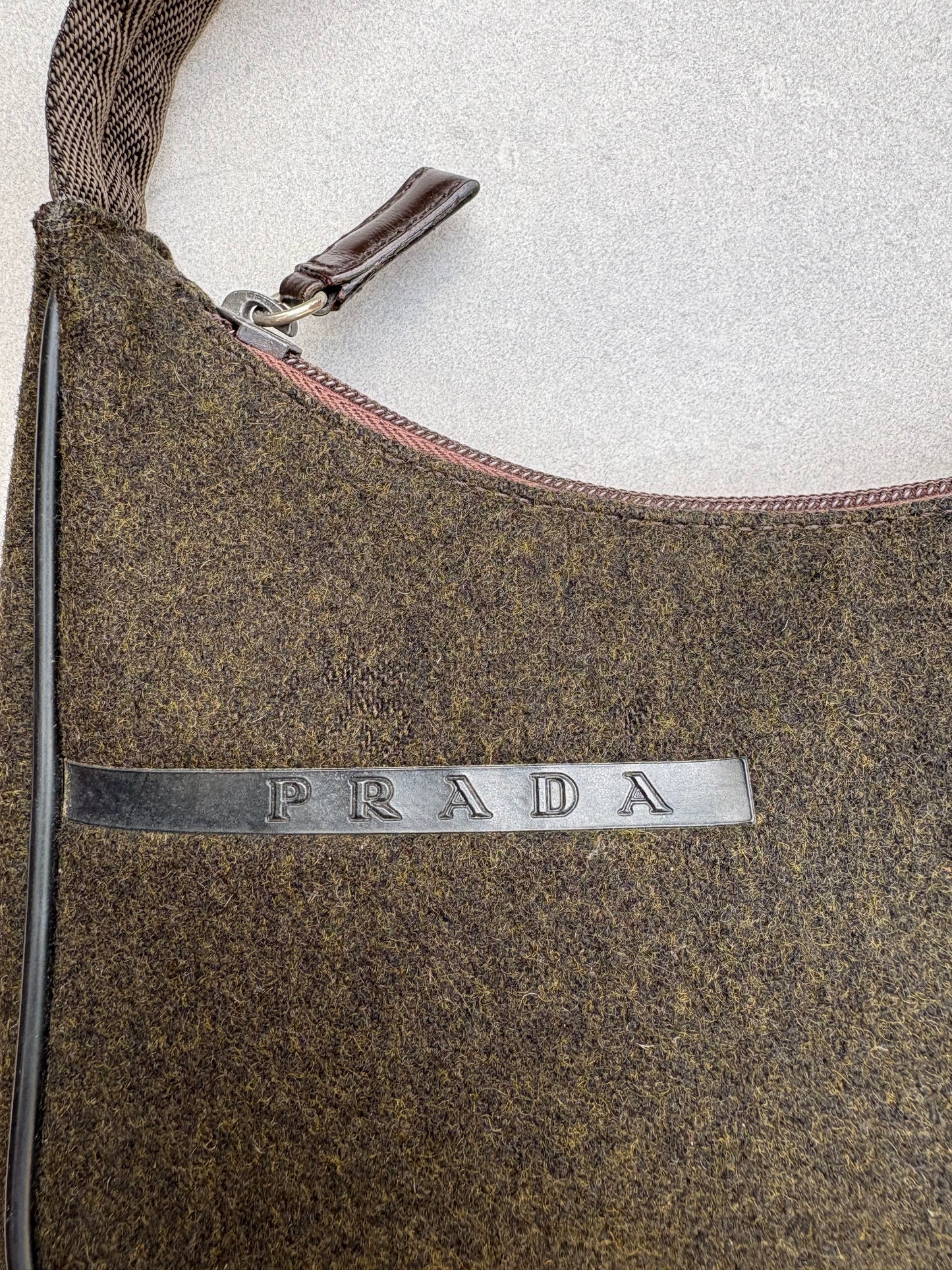 Prada Brown Re-edition 2000 Wool Bag