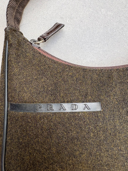 Prada Brown Re-edition 2000 Wool Bag