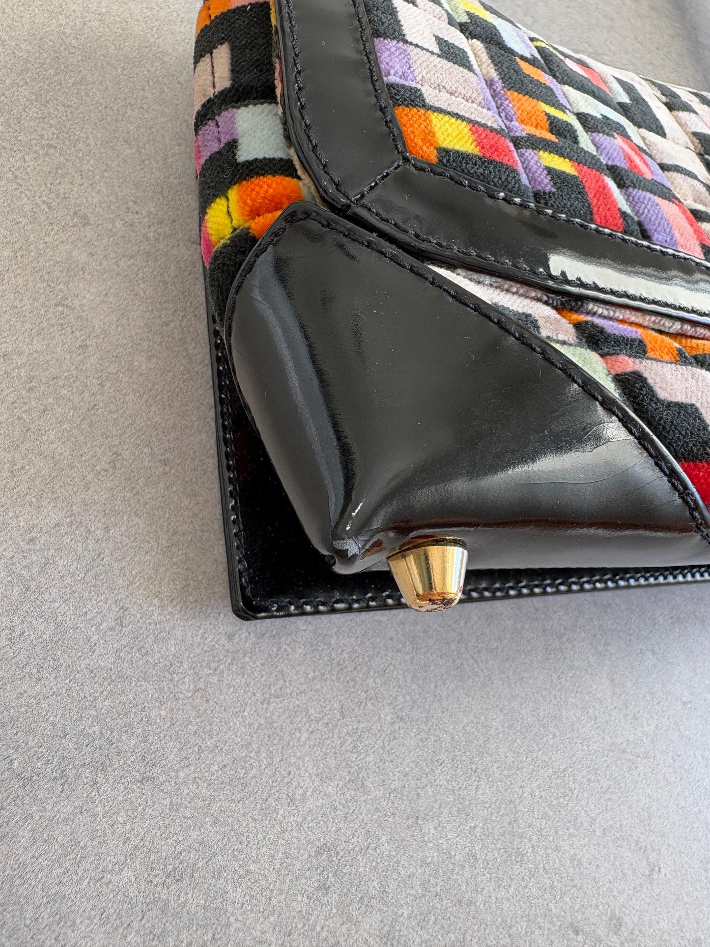 Chanel Shoulder Bag No. 6 Flap Velvet Multicolor Black