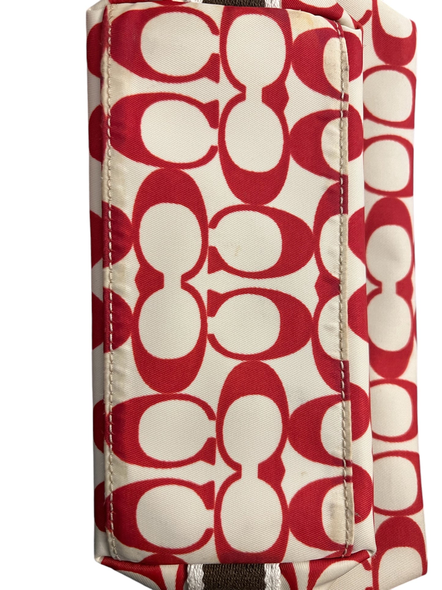 Coach Signature Mini Baguette Red and White