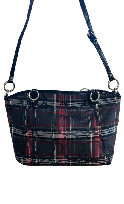 Coach Poppy Berry Tartan Plaid Tote Bag