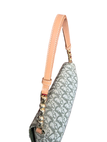 Christian Dior 2000s Green Trotter Monogram Malice Shoulder Bag