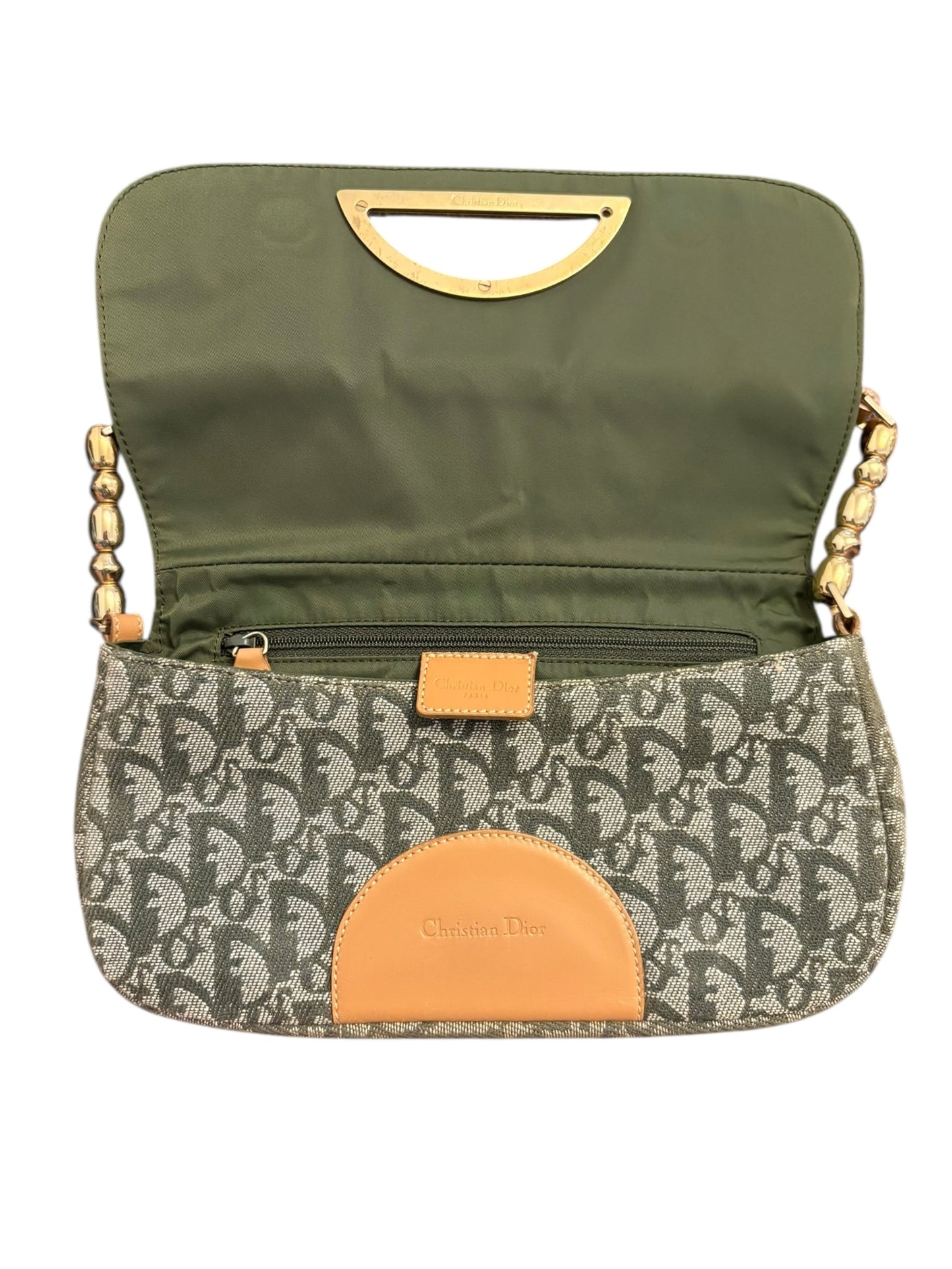 Christian Dior 2000s Green Trotter Monogram Malice Shoulder Bag