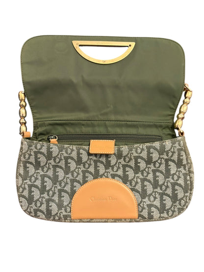 Christian Dior 2000s Green Trotter Monogram Malice Shoulder Bag