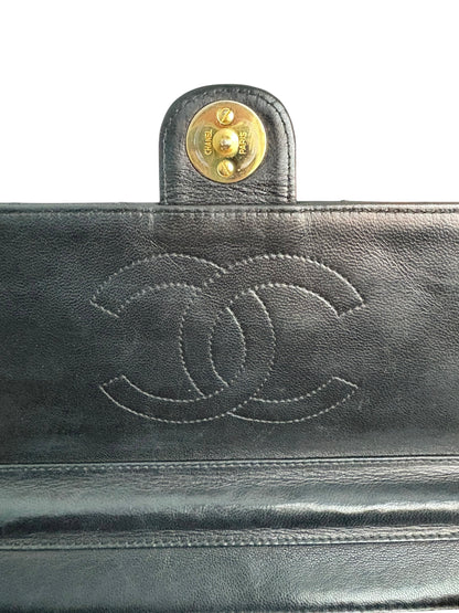 Chanel Classic Vintage Flap Black Lambskin Leather Shoulder Bag