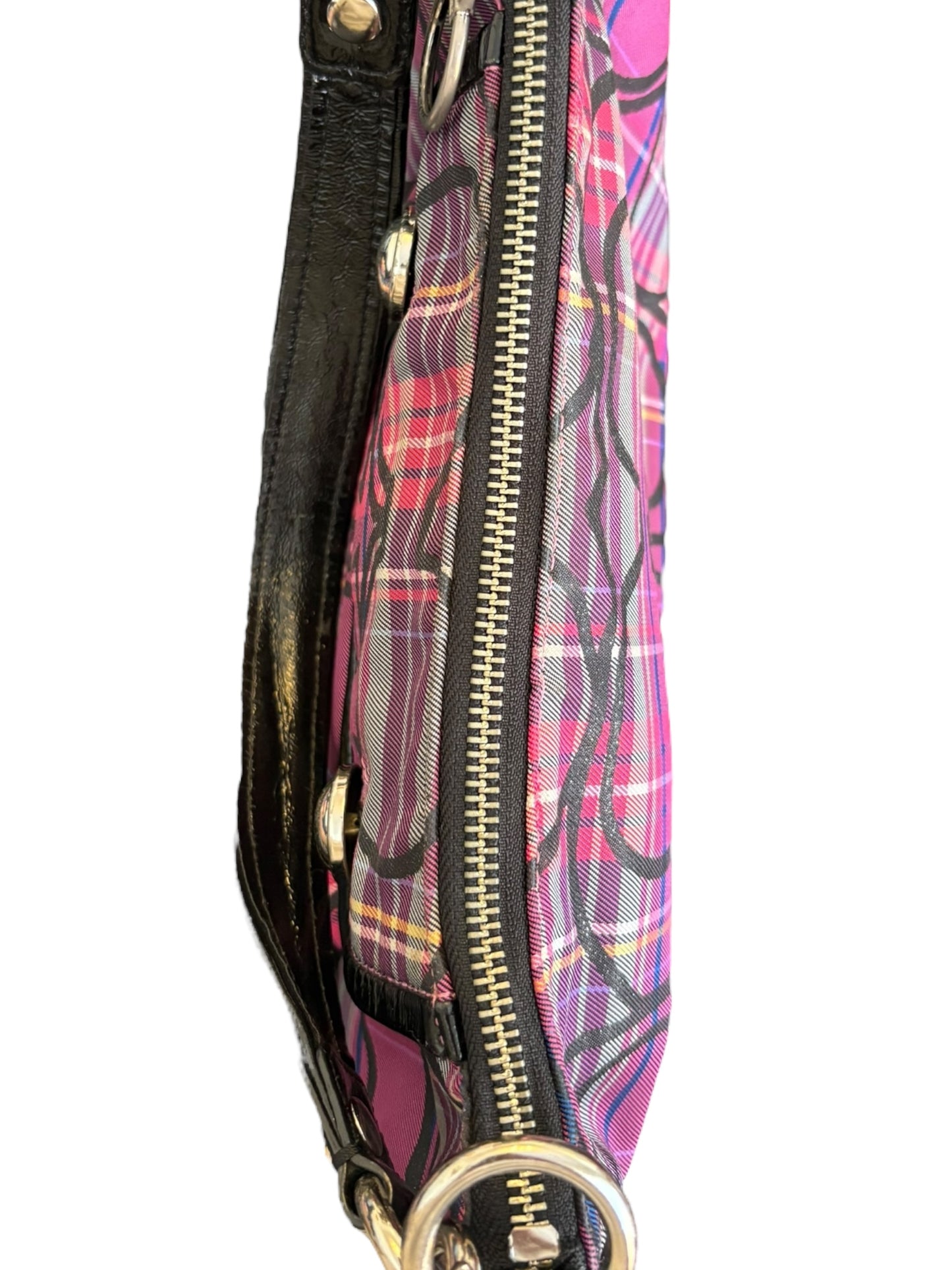 Coach Poppy Berry Tartan Plaid Shoulder Bag Two Way
