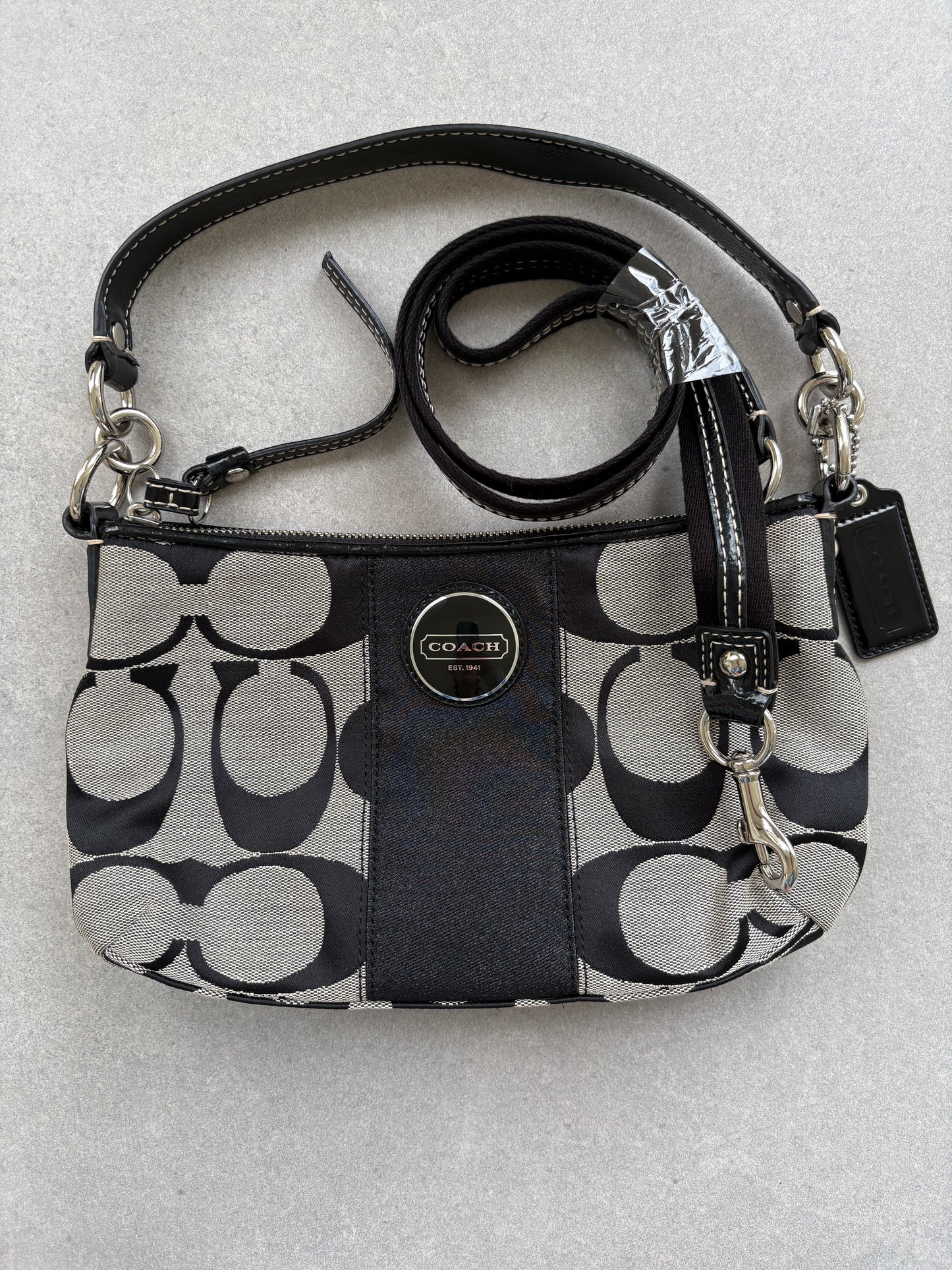 Coach Poppy Monogram Black Shoulder Bag