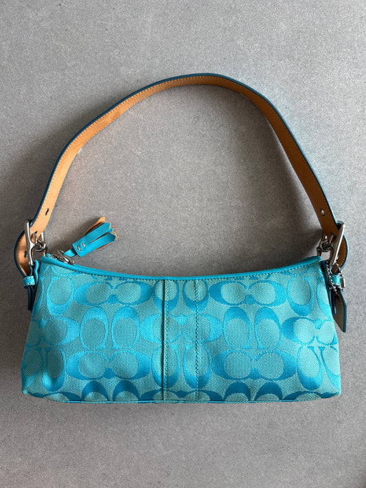 Coach Demi RARE Blue Baguette Shoulder Bag