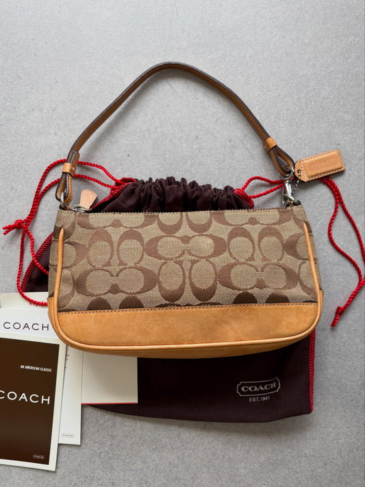 Coach Demi Beige and Brown Shoulder Bag with Dust Pouch