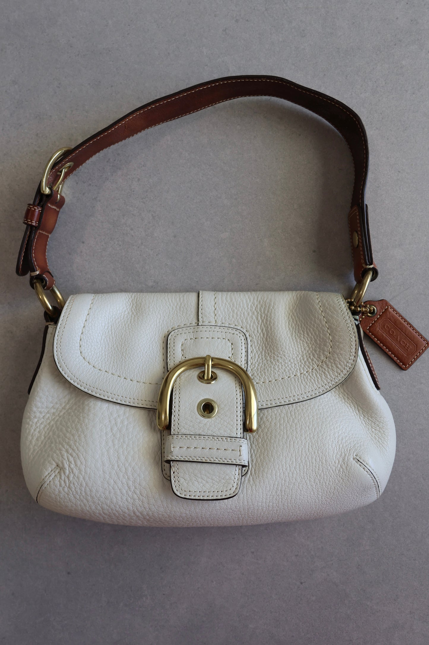 Coach Soho Cream and Brown Leather Shoulder Bag