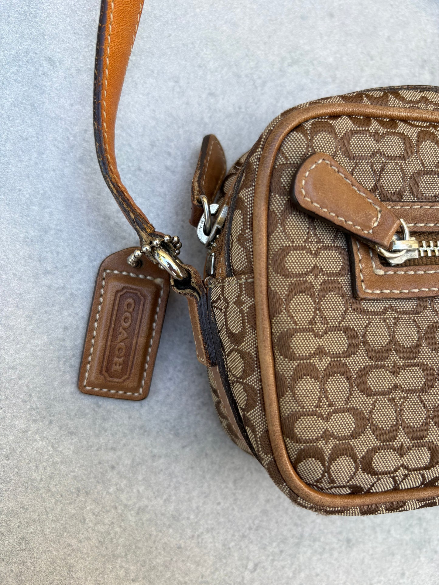 Coach Brown Canvas Signature Crossbody Bag
