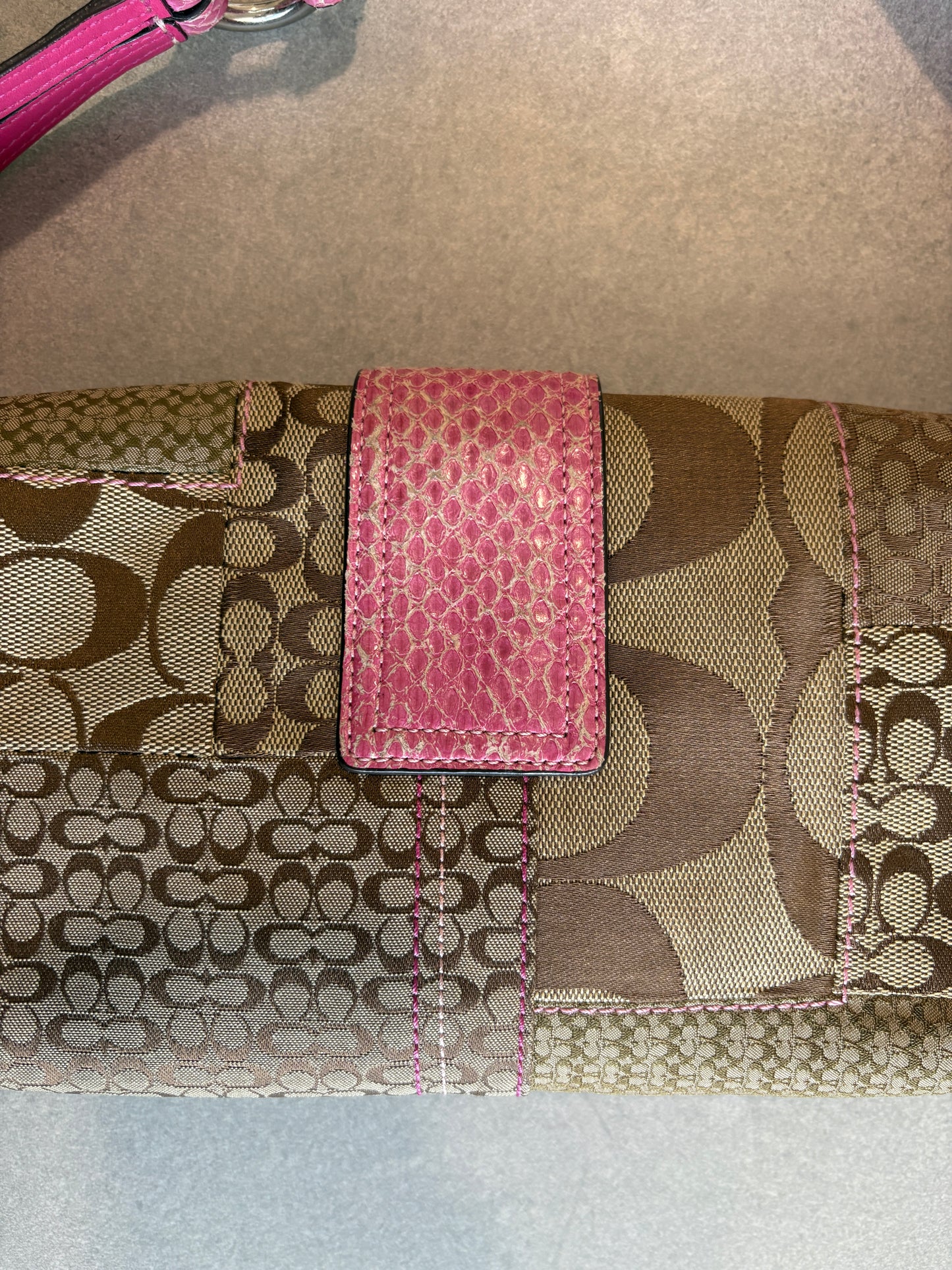 Coach Exotics Soho Patchwork with Pink Snakeskin Shoulder Bag