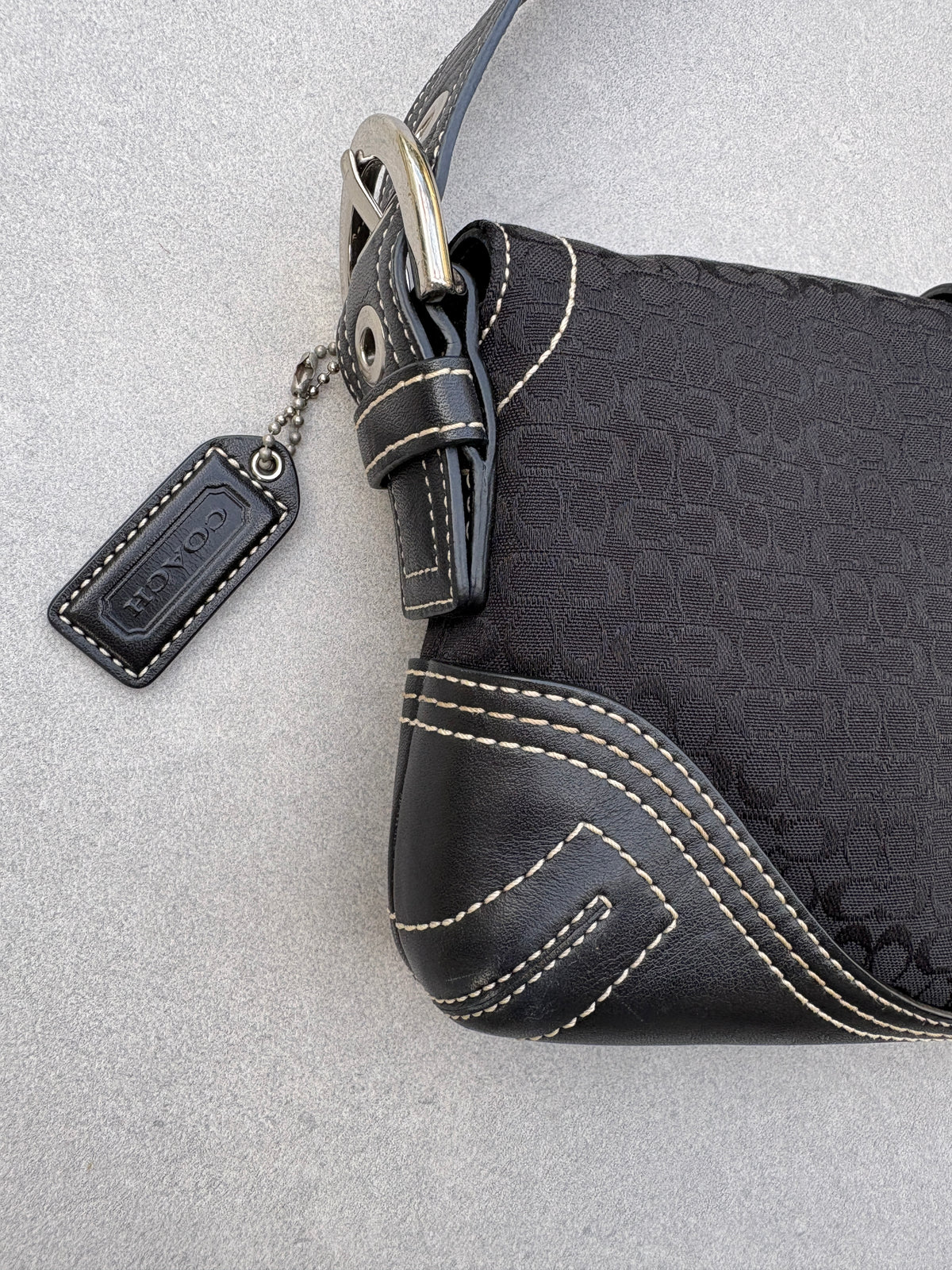 Coach Soho Black Signature Monogram Shoulder Bag