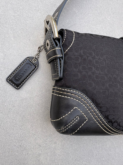 Coach Soho Black Signature Monogram Shoulder Bag