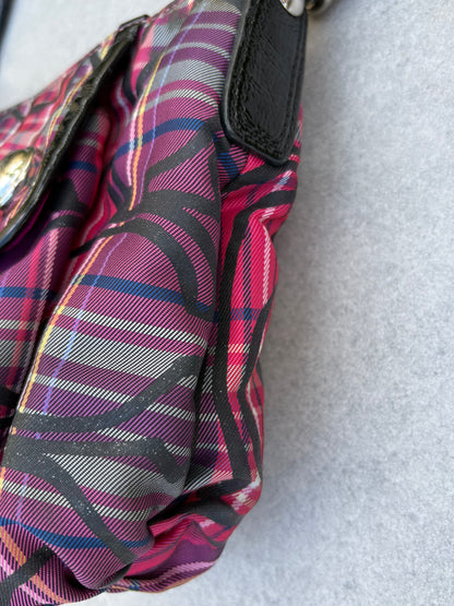 Coach Poppy Berry Tartan Plaid Shoulder Bag Two Way