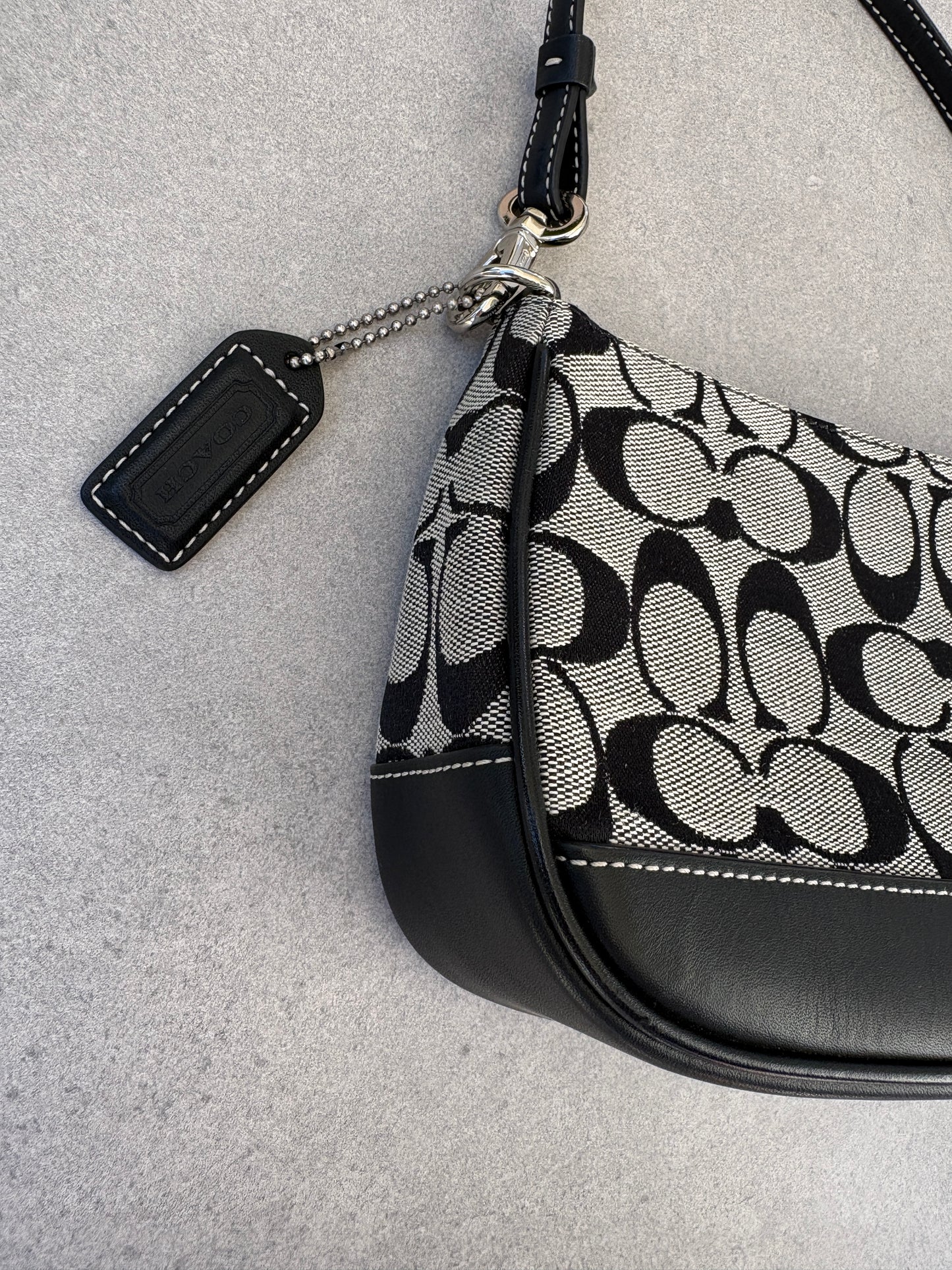 Coach Demi Black and Grey Shoulder Bag