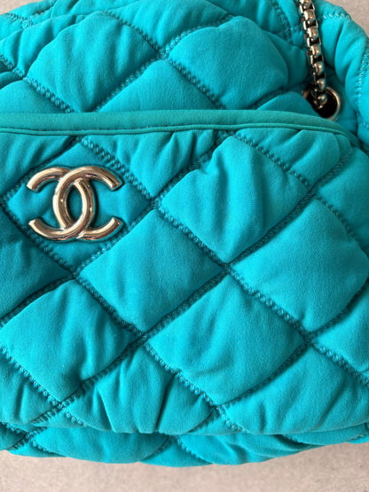 Chanel Turquoise Quilted Bubble Chain Bag