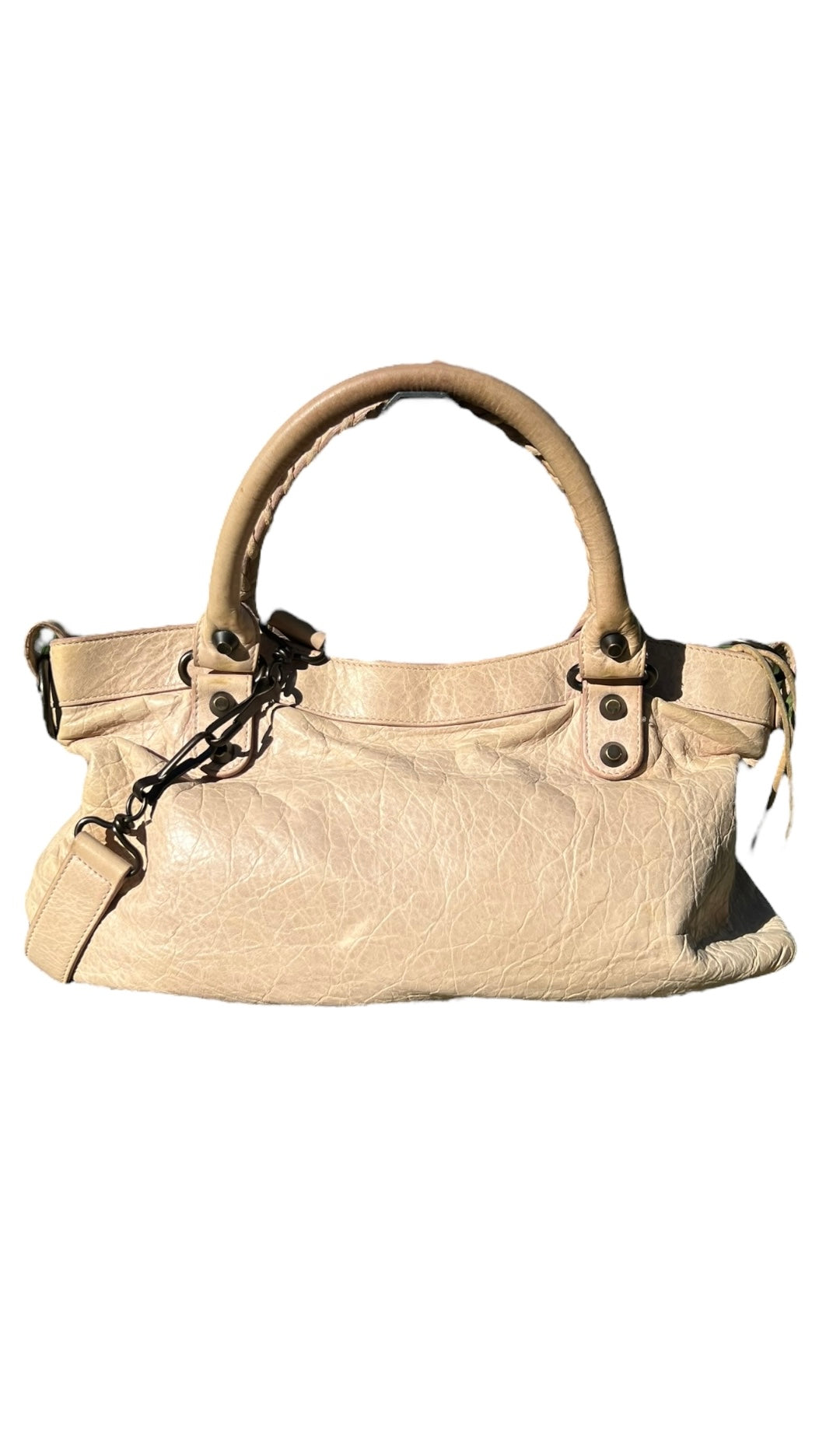 Balenciaga Cream Leather First City Shoulder Bag 2000s