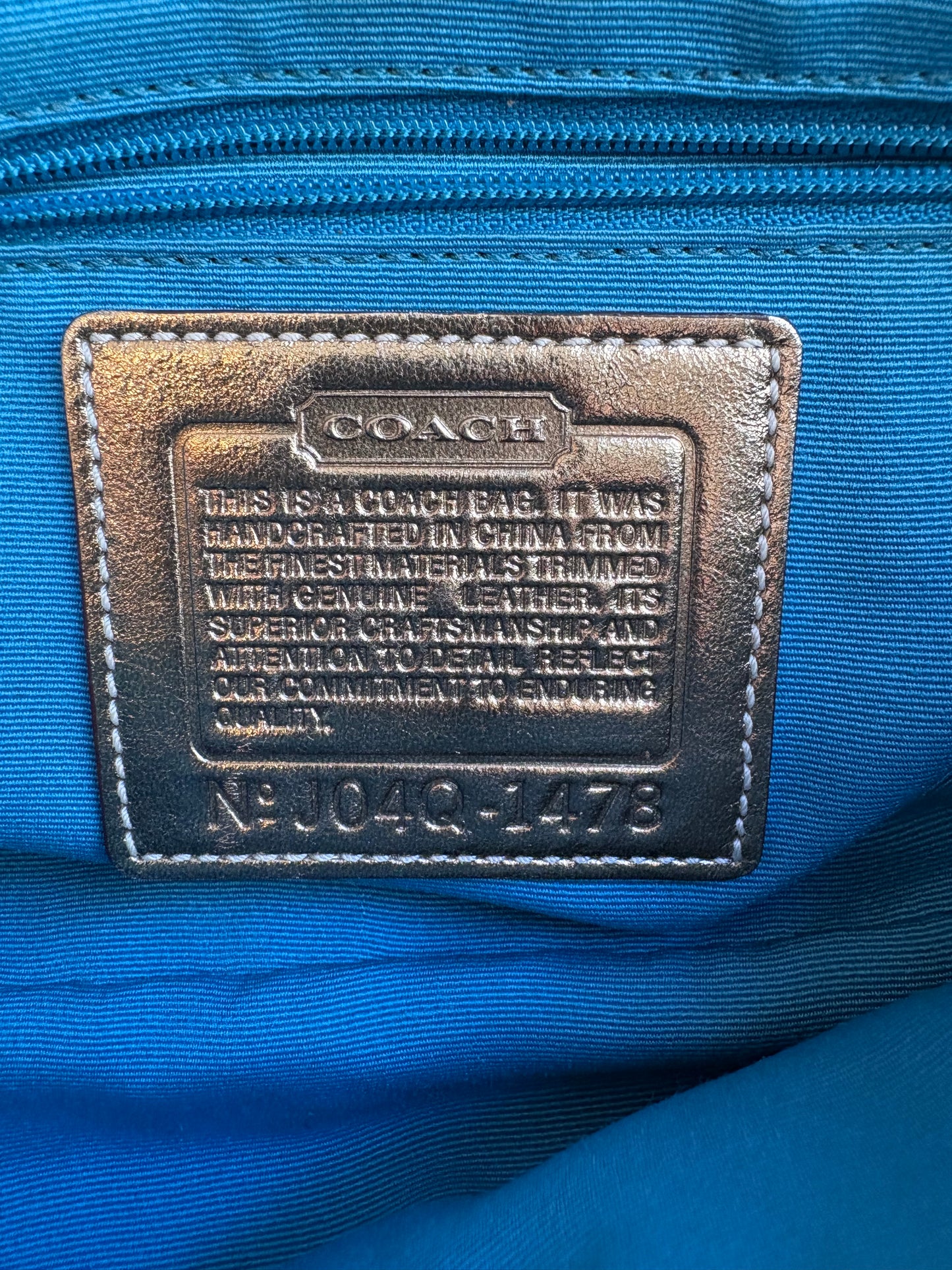 Coach East West Baguette Monogram Gold and Silver Shoulder Bag