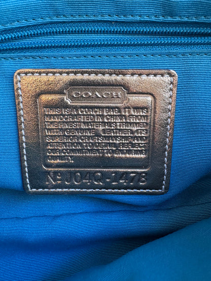 Coach East West Baguette Monogram Gold and Silver Shoulder Bag