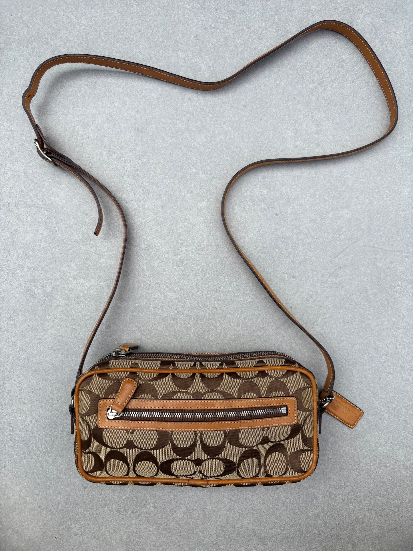 Coach Brown Canvas Signature Crossbody Bag