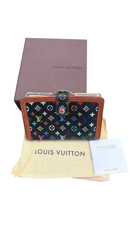 Louis Vuitton x Takashi Murakami Black Viennois wallet