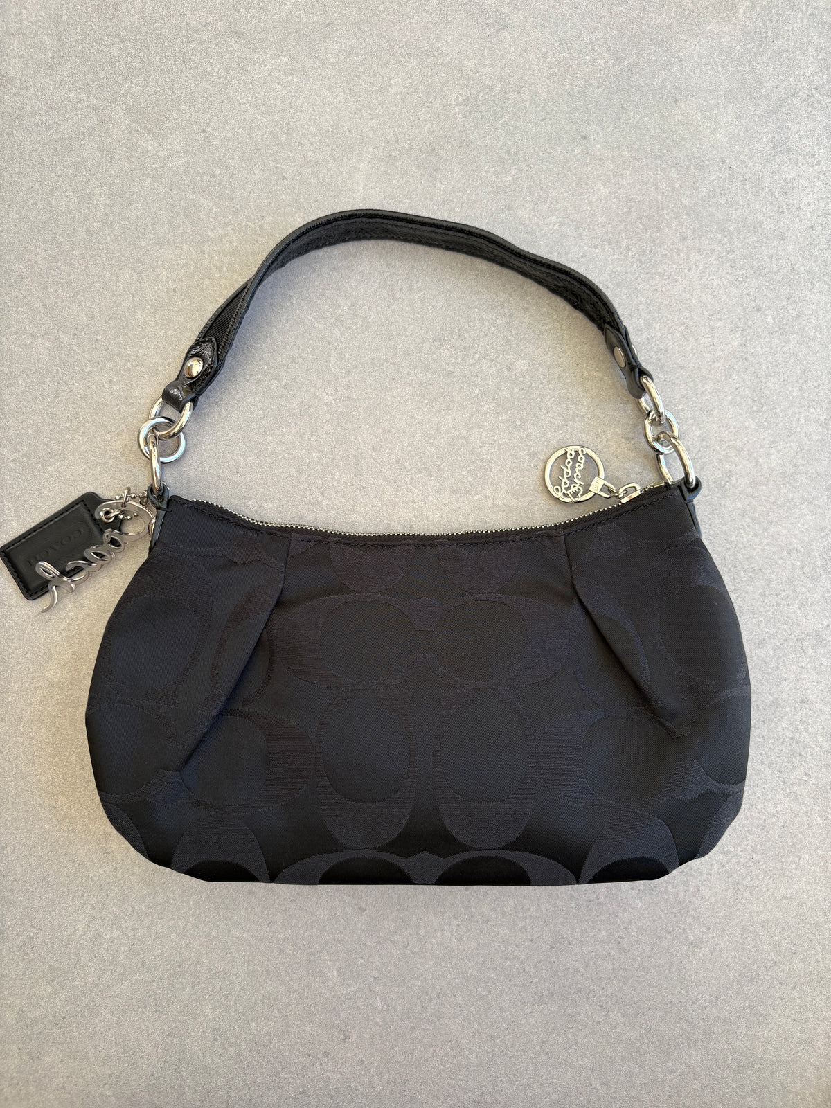 Coach Poppy Black Monogram Shoulder Bag