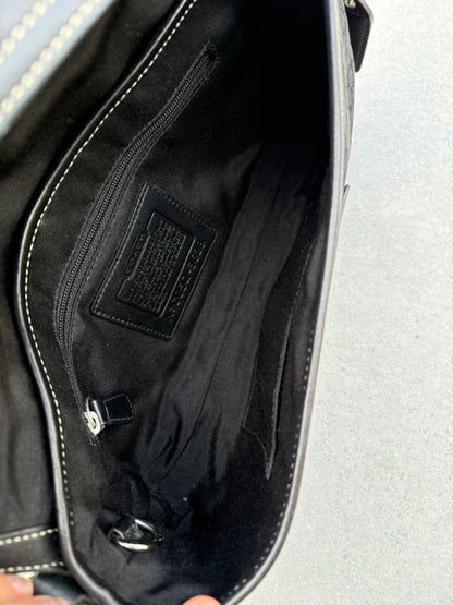 Coach Soho Black Signature Monogram Shoulder Bag