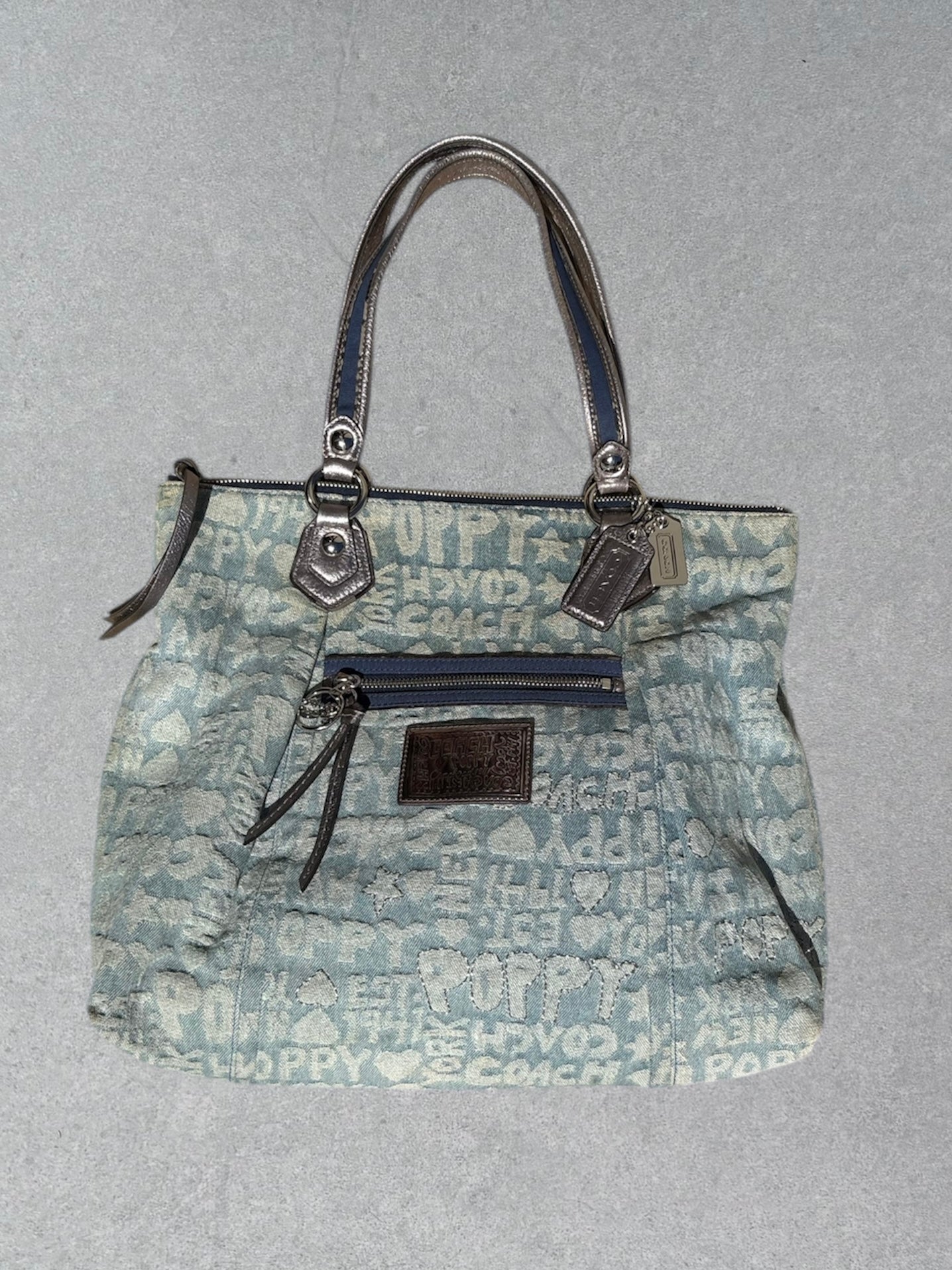 Coach Poppy Denim Tote Shoulder Bag