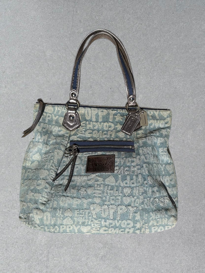 Coach Poppy Denim Tote Shoulder Bag
