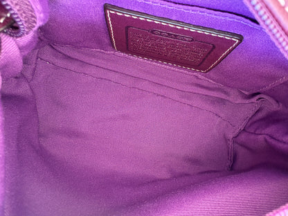 Coach Brown Monogram Signature Pouch with Purple Tag