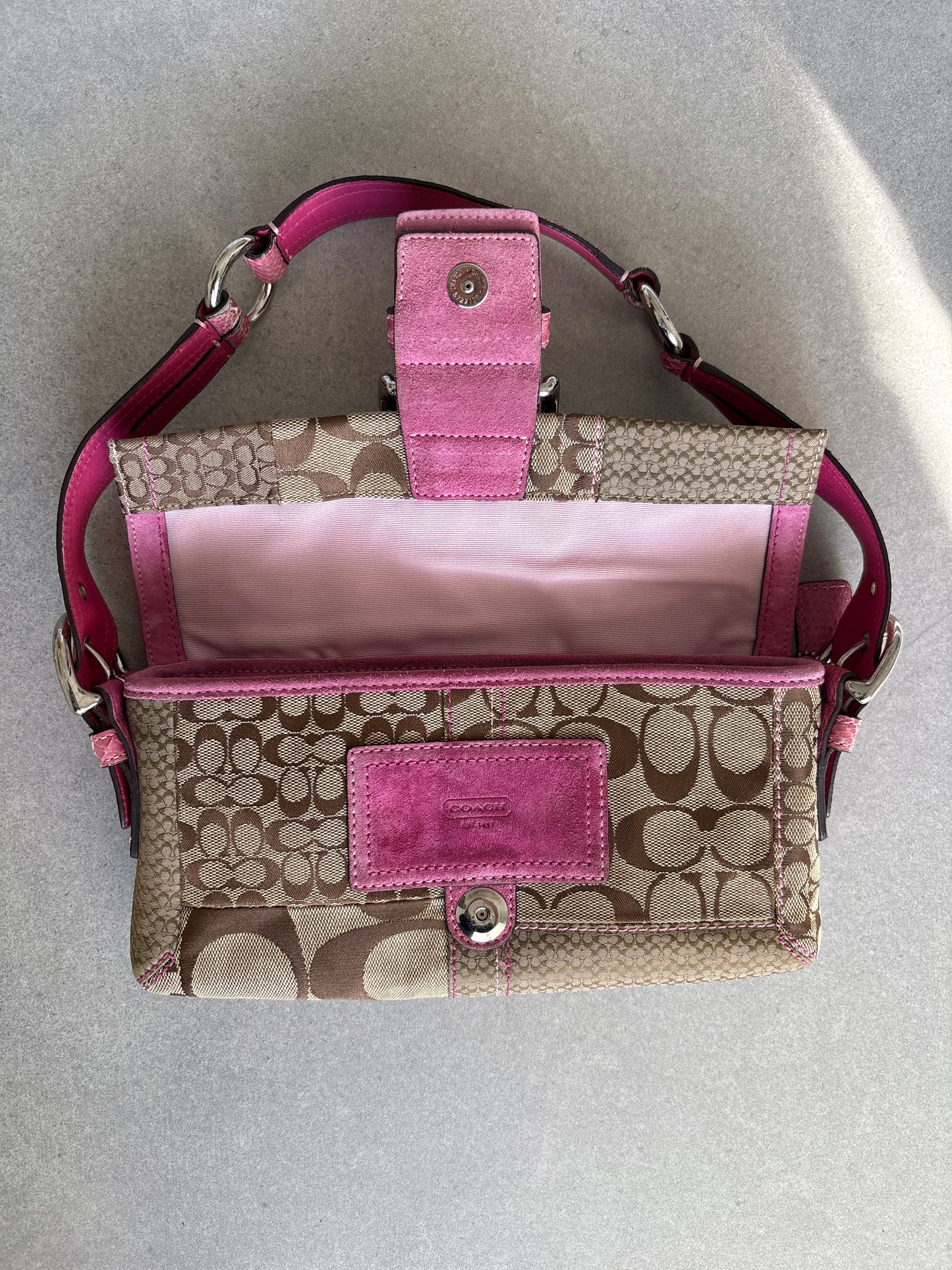 Coach Exotics Soho Patchwork with Pink Snakeskin Shoulder Bag
