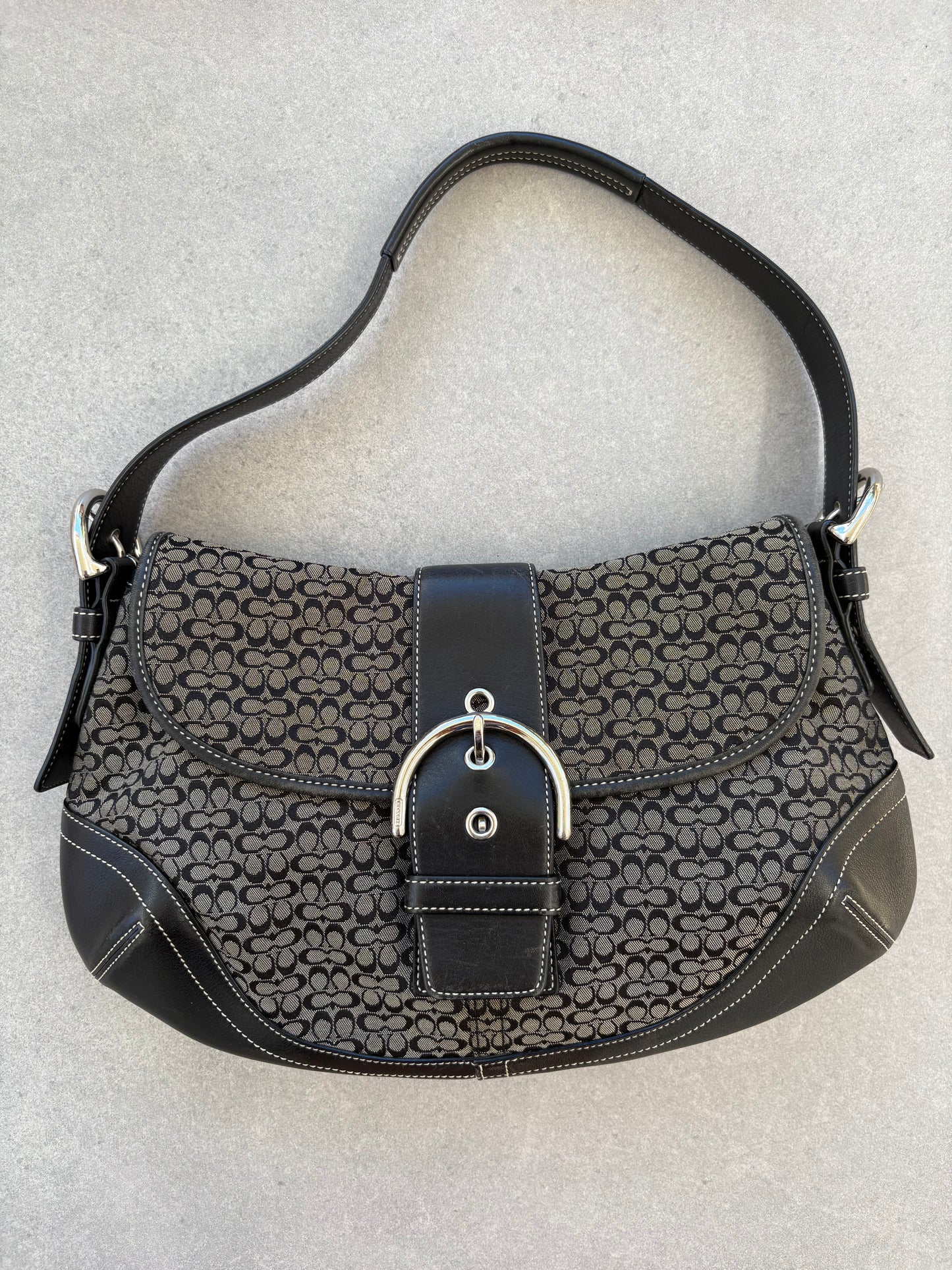 Coach Soho Black and Grey Monogram Shoulder Bag