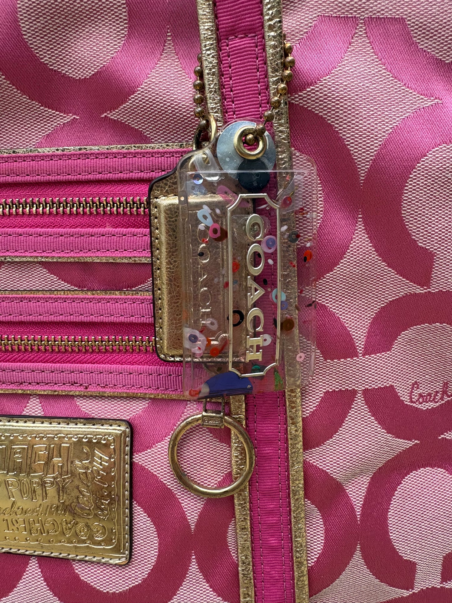 Coach Art Pink Tote Bag with Glitter Tag