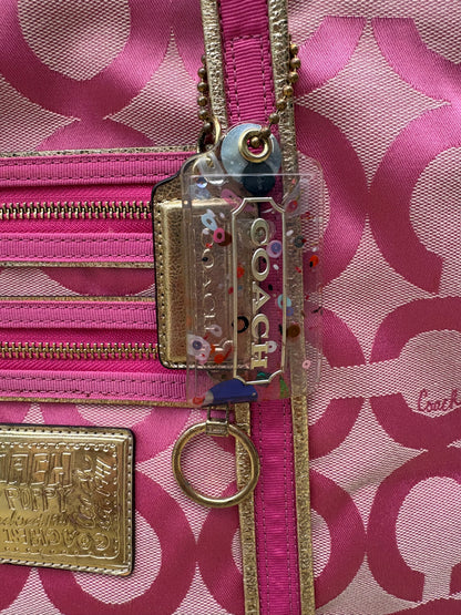 Coach Art Pink Tote Bag with Glitter Tag