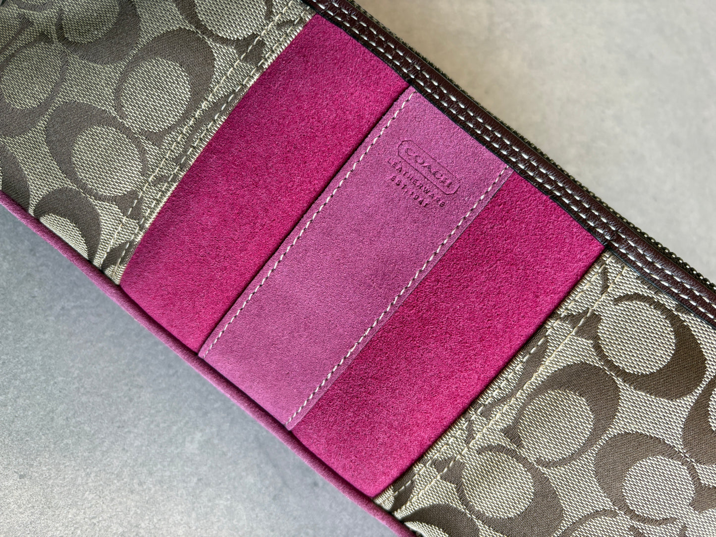 Coach Hampton Pink and Beige Shoulder Bag