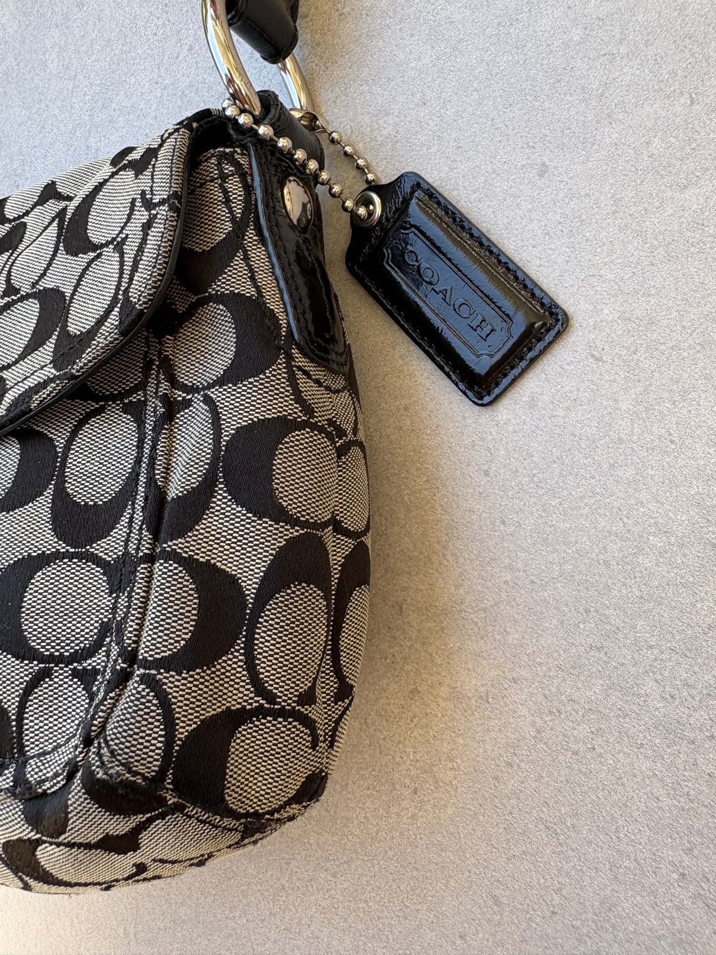 Coach Soho Black and Grey Monogram Shoulder Bag