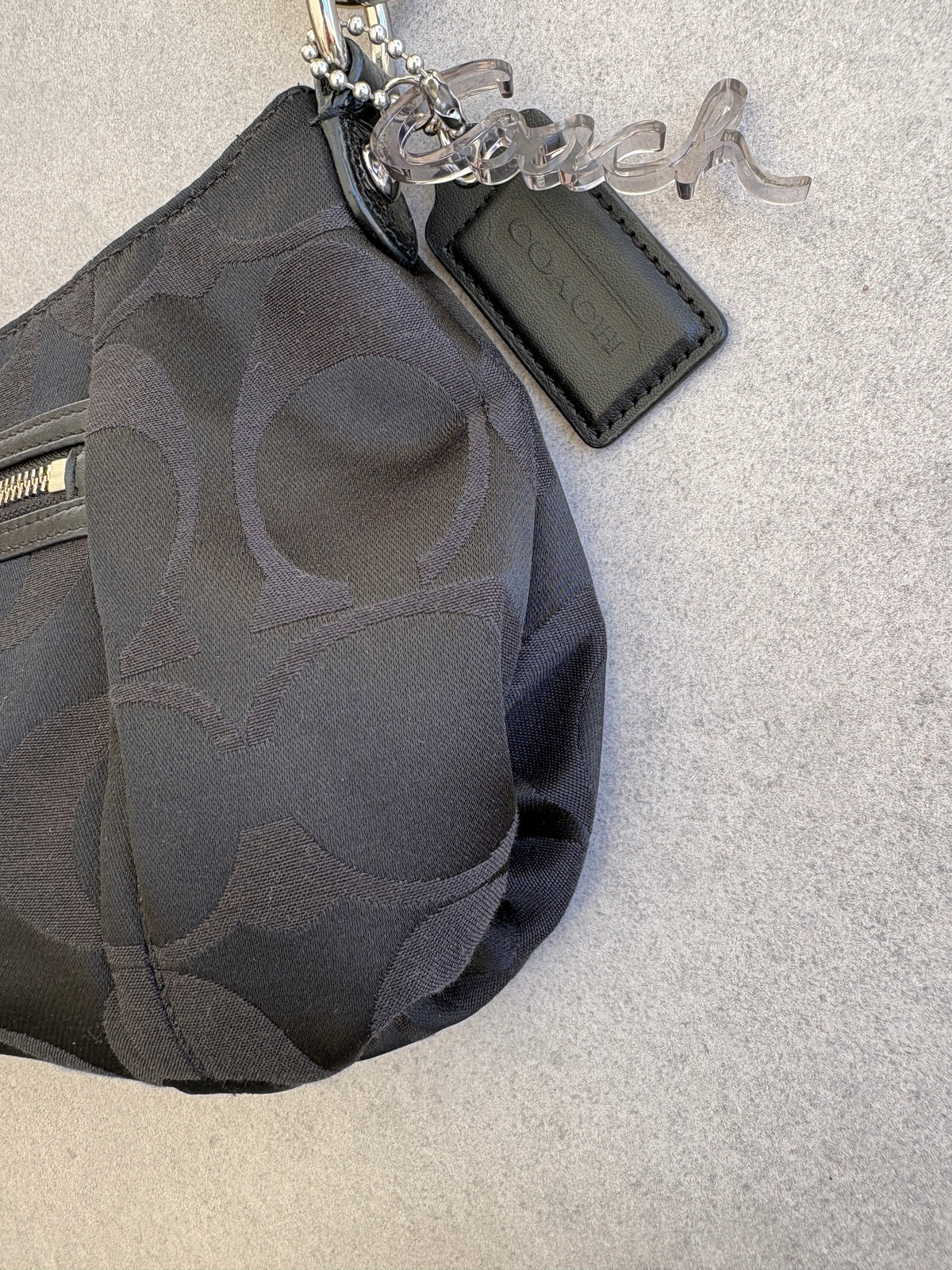 Coach Poppy Black Monogram Shoulder Bag