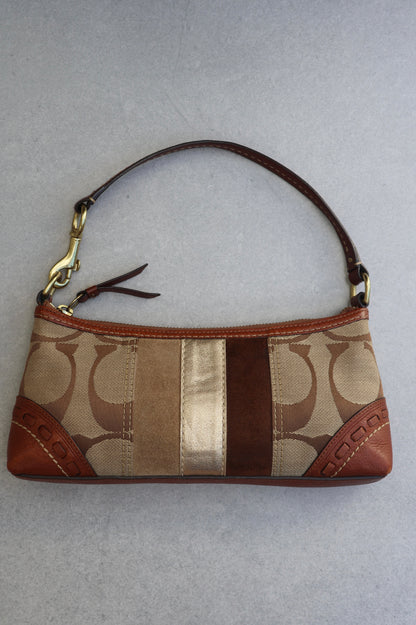 Coach Signature Tan and Brown Shoulder Bag